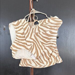 MICHAEL Michael Kors Beige & White Zebra-Stripe Camisole